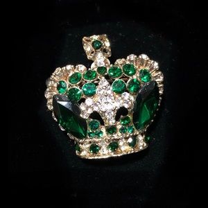 RARE VTG Butler & Wilson Crown Jewels Green Brooch